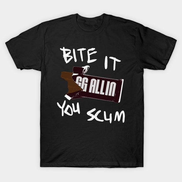 GG Allin: Bite It You Scum T-Shirt by Philip_de_Goya